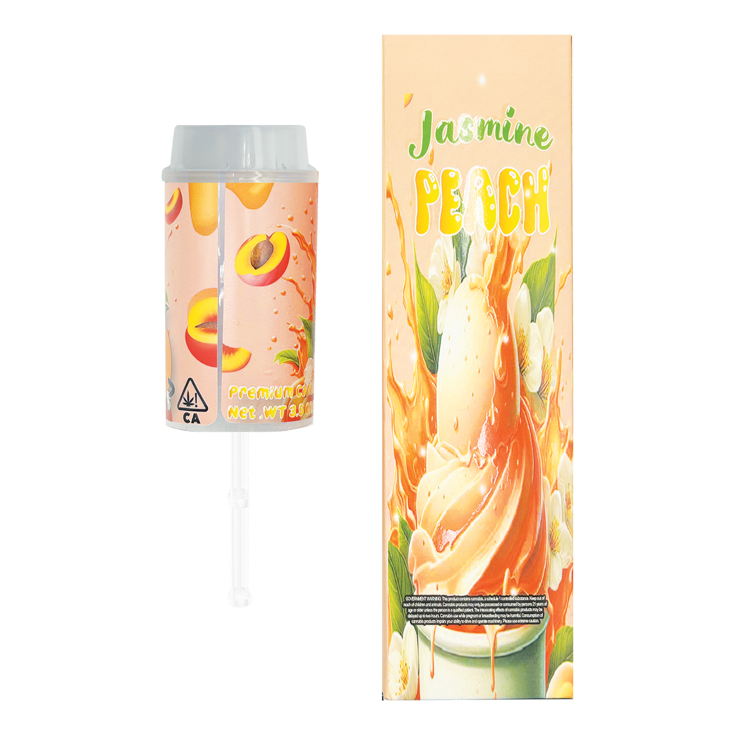 Sherbertz Jasmine Peach - Premade 3.5g Push Pop & Matching Box Combo