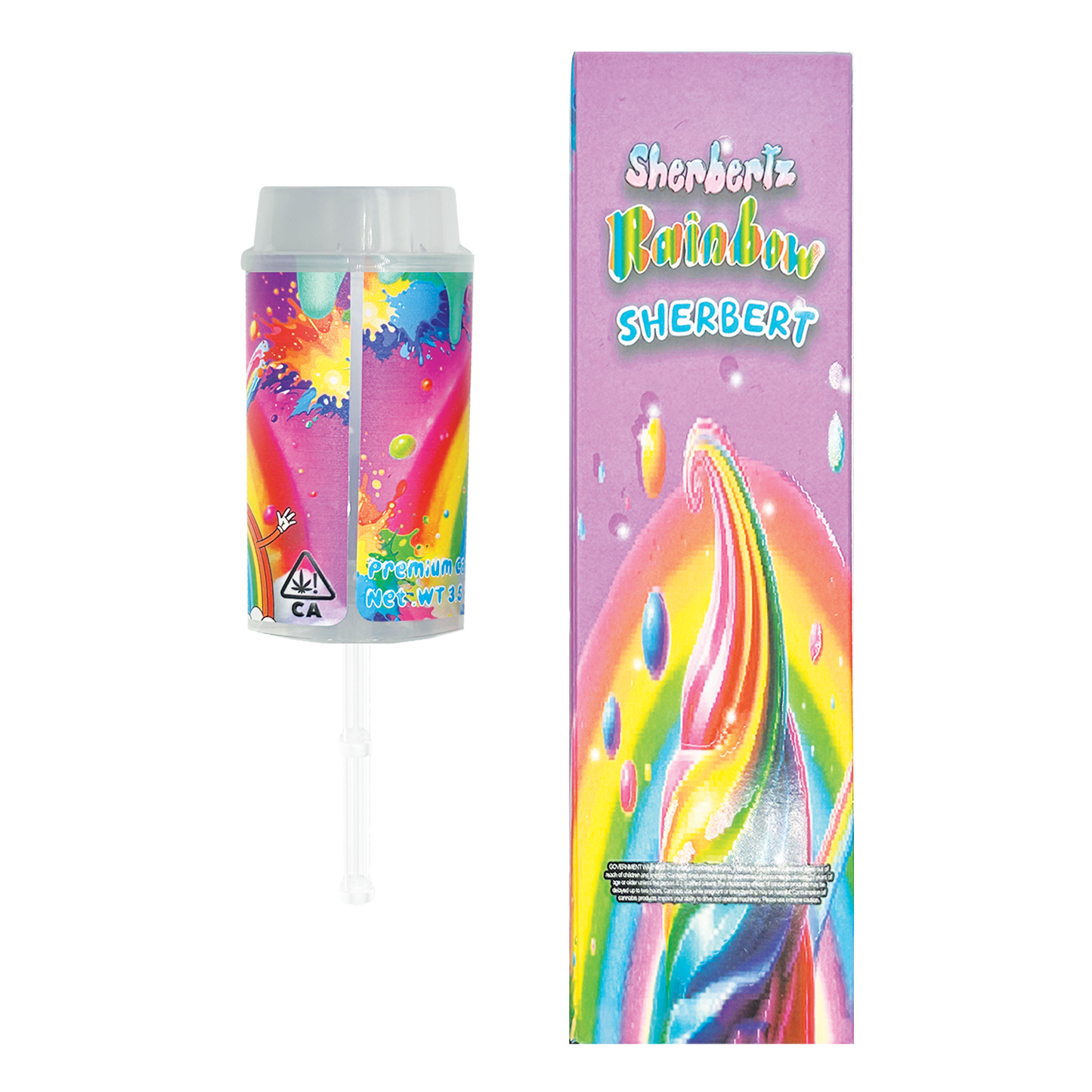 Sherbertz Rainbow Sherbert - Premade 3.5g Push Pop & Matching Box Combo