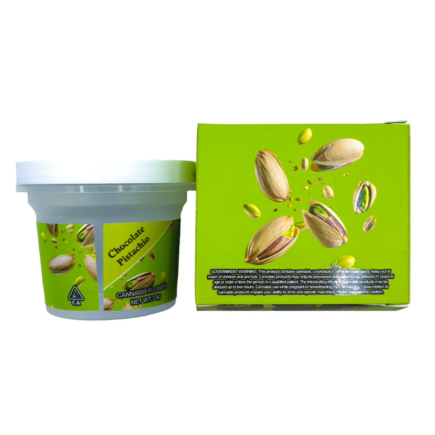Tru Candy Chocolate Pistachio - Premade 3.5g–7g Ice Cream Pint & Matching Box Combo