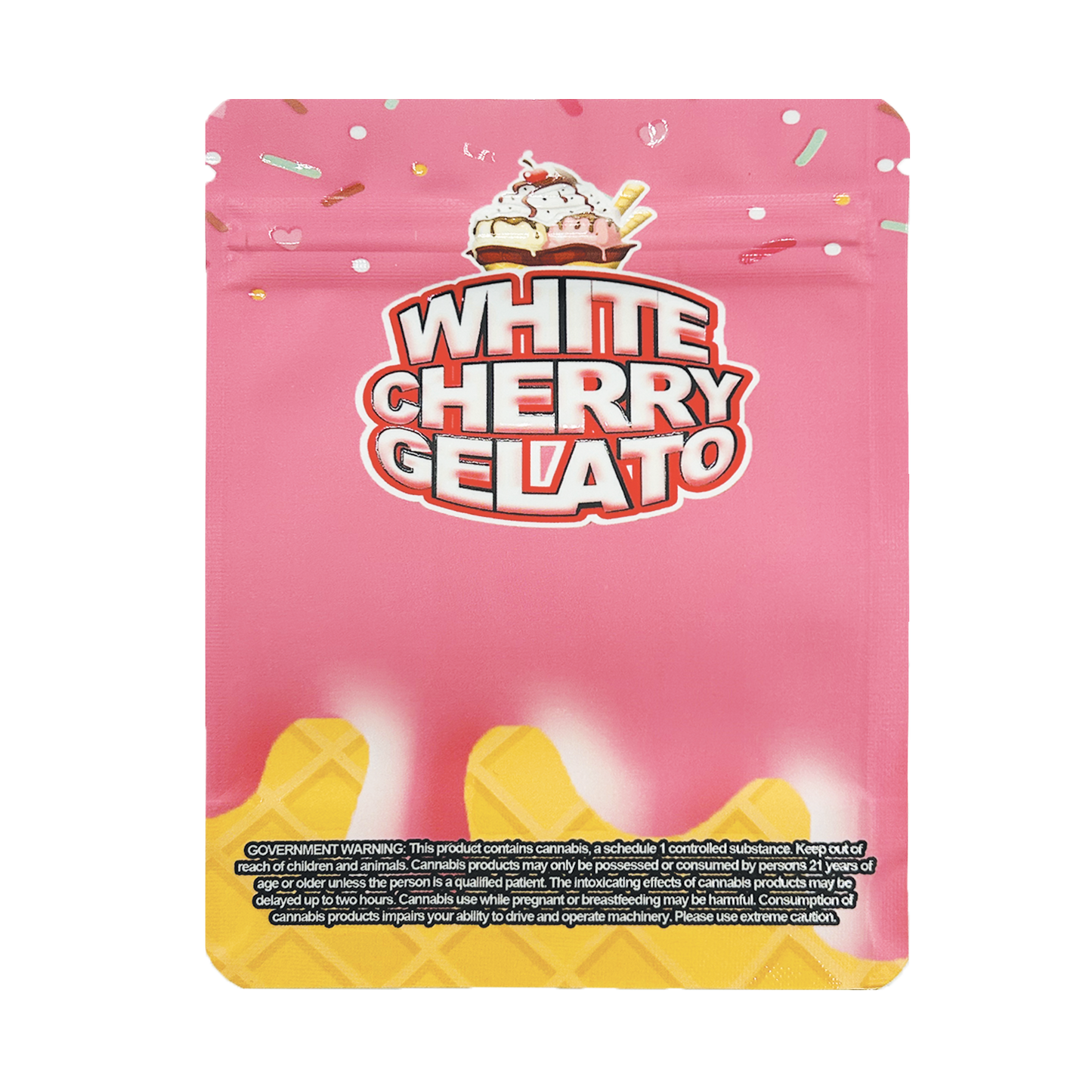 White Cherry Gelato – 3.5g Premade Mylar