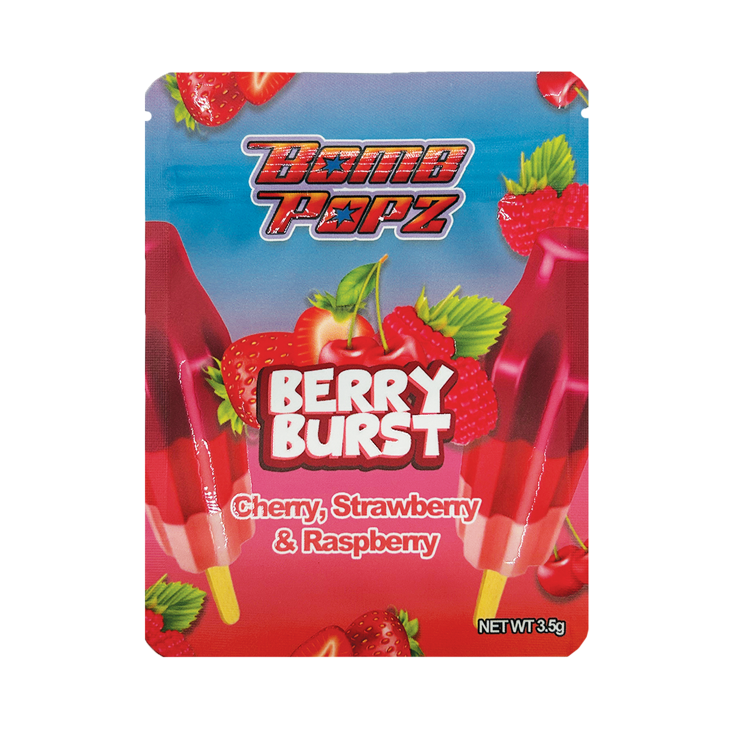 Bomb Popz “Berry Burst” – 3.5g Premade Mylar Bag