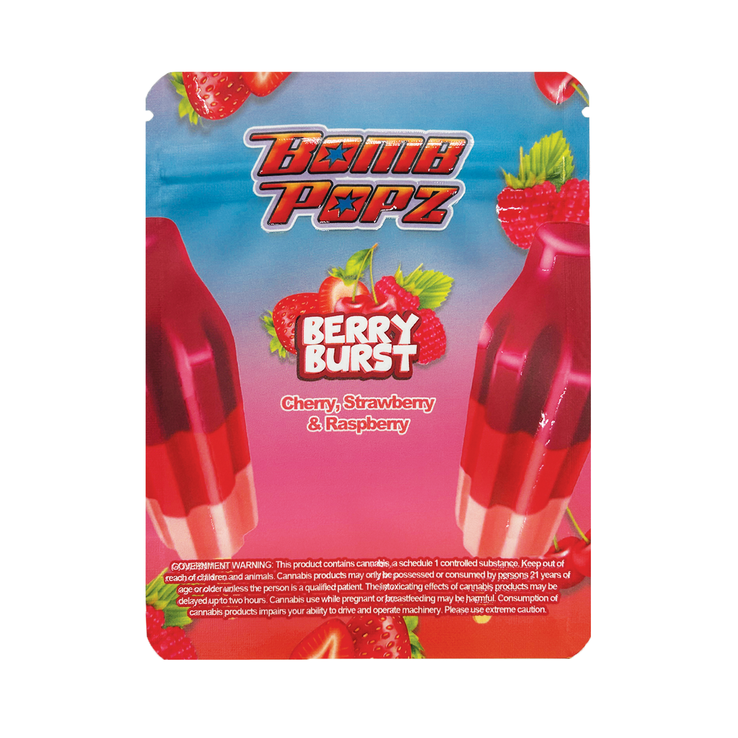Bomb Popz “Berry Burst” – 3.5g Premade Mylar Bag