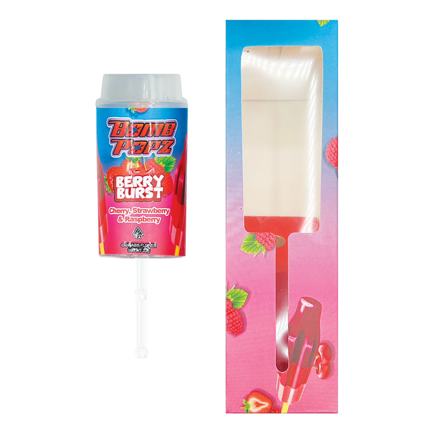 Bomb Popz Berry Burst - Premade 3.5g Push Pop & Matching Box Combo