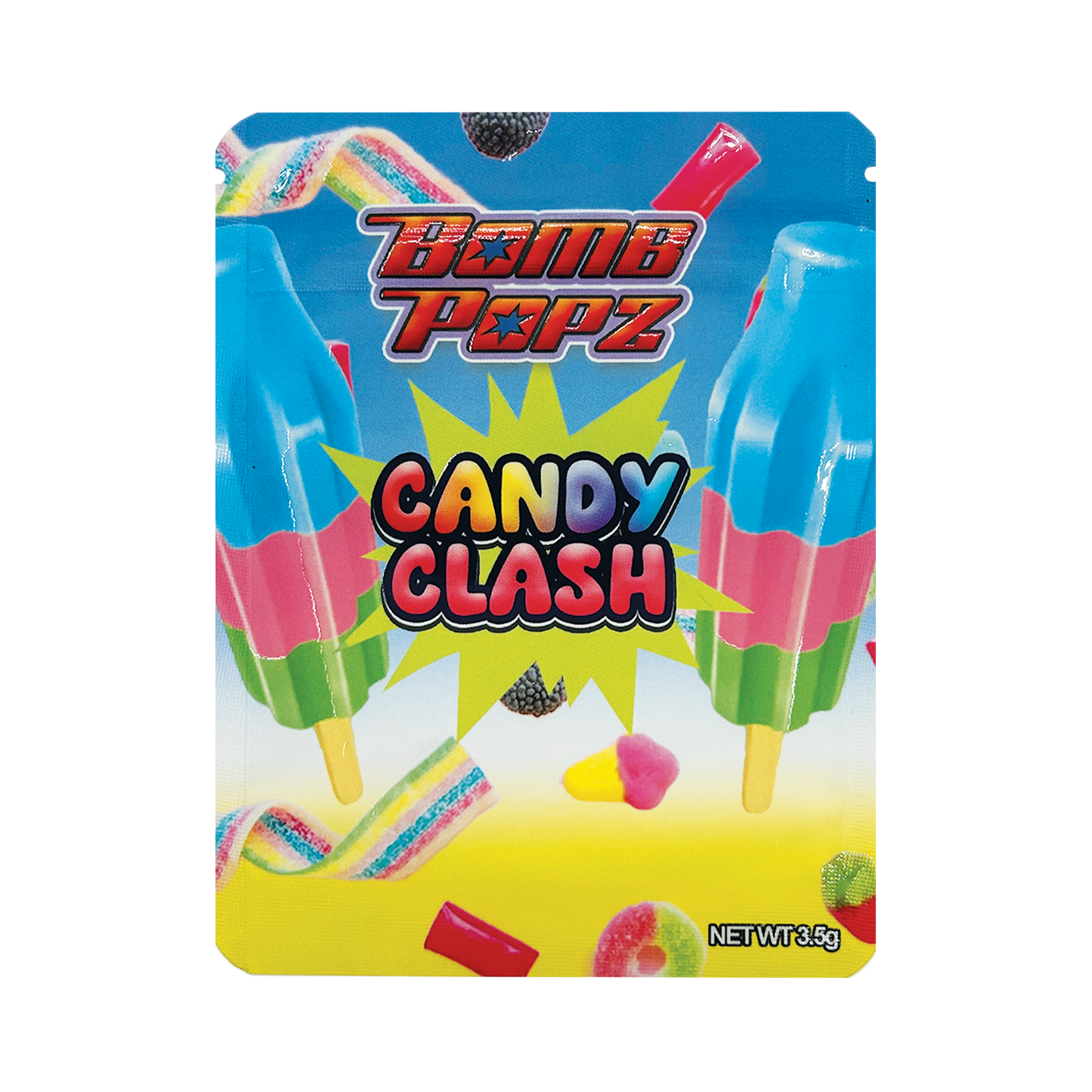 Bomb Popz “Candy Clash” – 3.5g Premade Mylar Bag