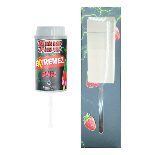 Bomb Popz Extremes Super Sour Strawberry - Premade 3.5g Push Pop & Matching Box Combo