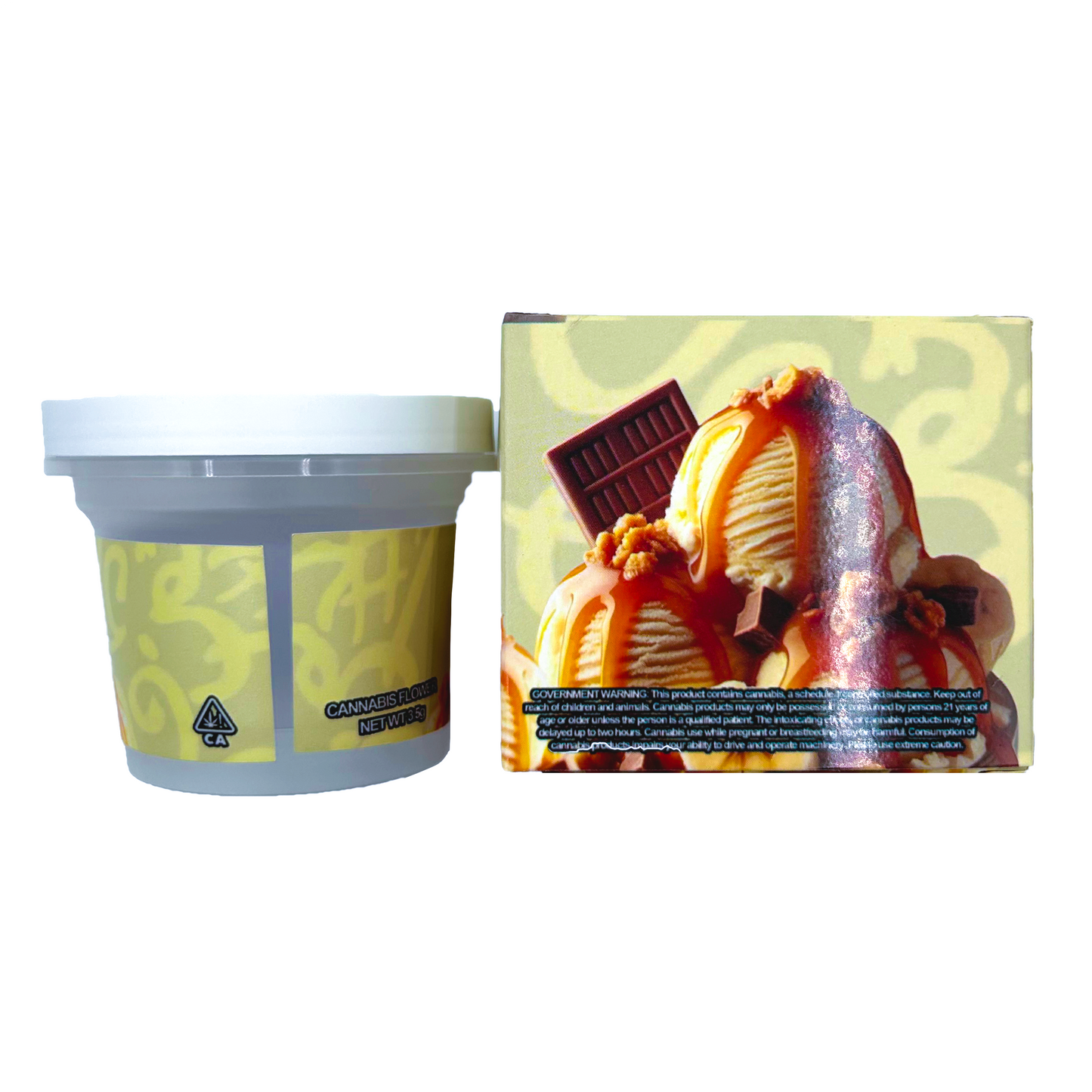 Cold Stoned Banana Caramel - Premade 3.5g–7g Ice Cream Pint & Matching Box Combo