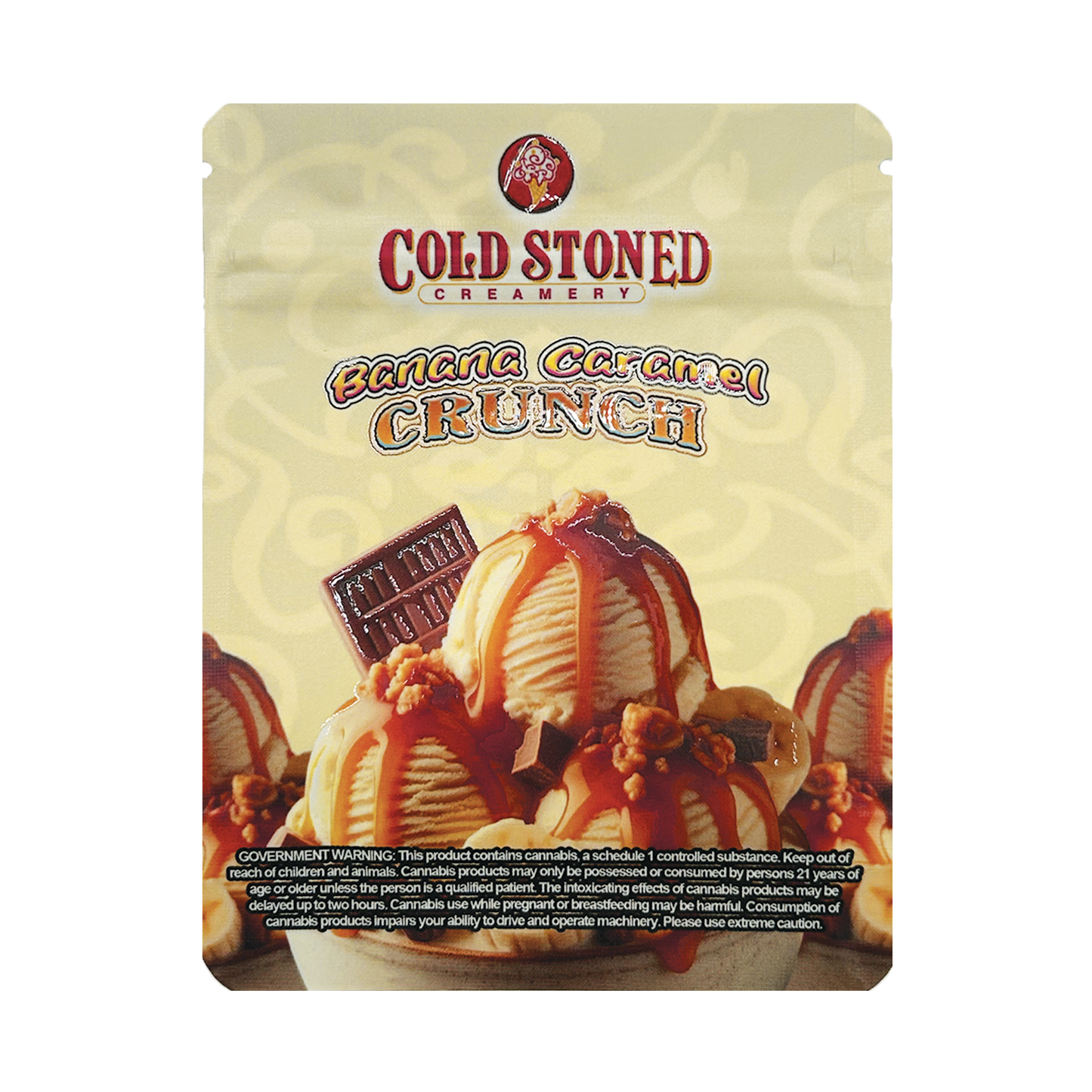 Cold Stoned Banana Caramel Crunch – 3.5g Premade Mylar Bag