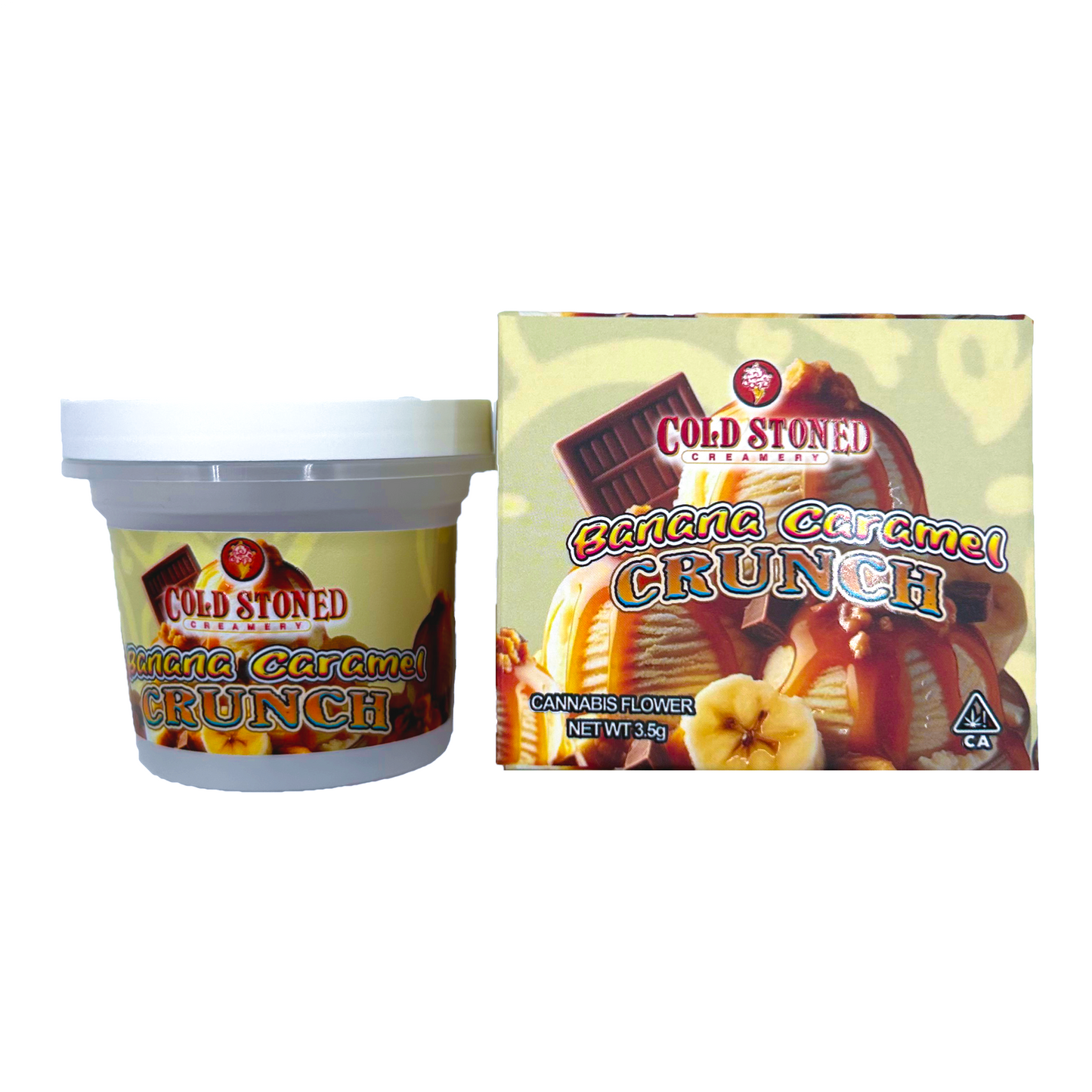Cold Stoned Banana Caramel - Premade 3.5g–7g Ice Cream Pint & Matching Box Combo