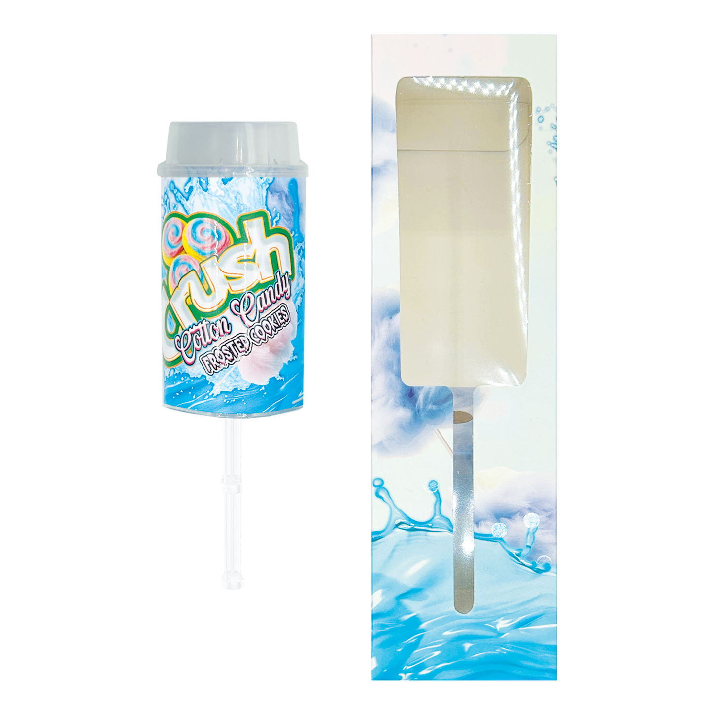 Crush Cotton Candy Frosted Cookies - Premade 3.5g Push Pop & Matching Box Combo