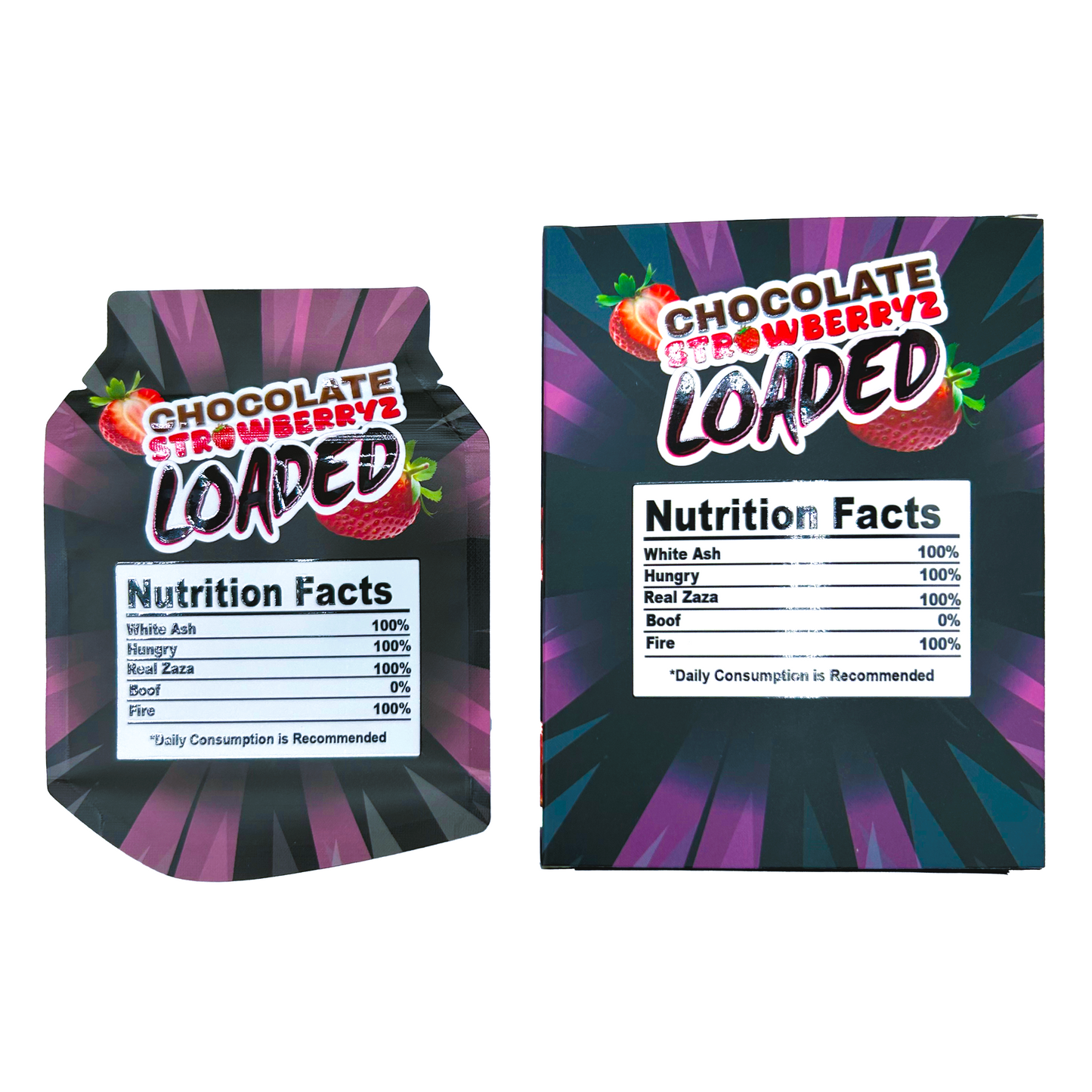 Loaded Chocolate Stawberryz - Premade 3.5g Box & Bag Combo