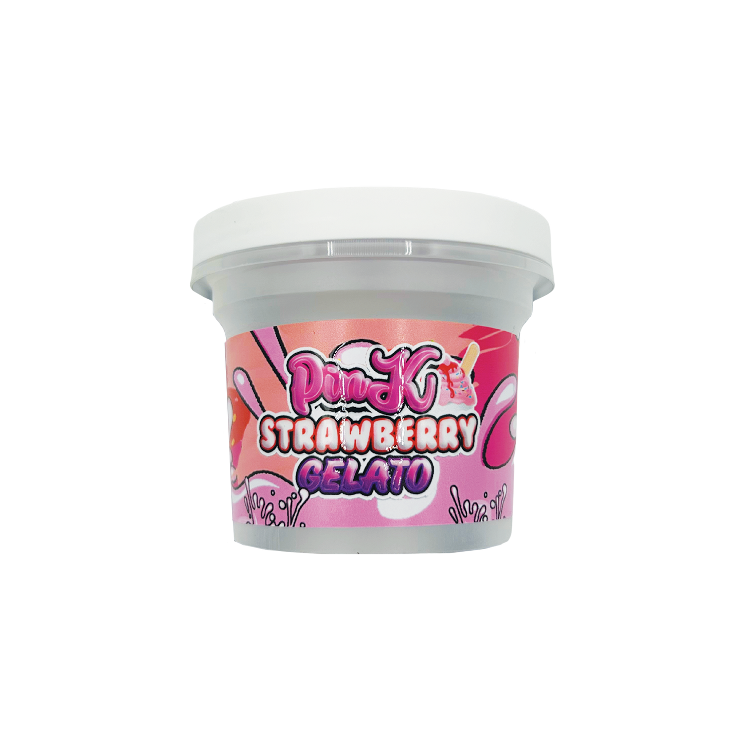 Pink Strawberry Gelato - Premade 3.5g–7g Plastic Ice Cream Pint