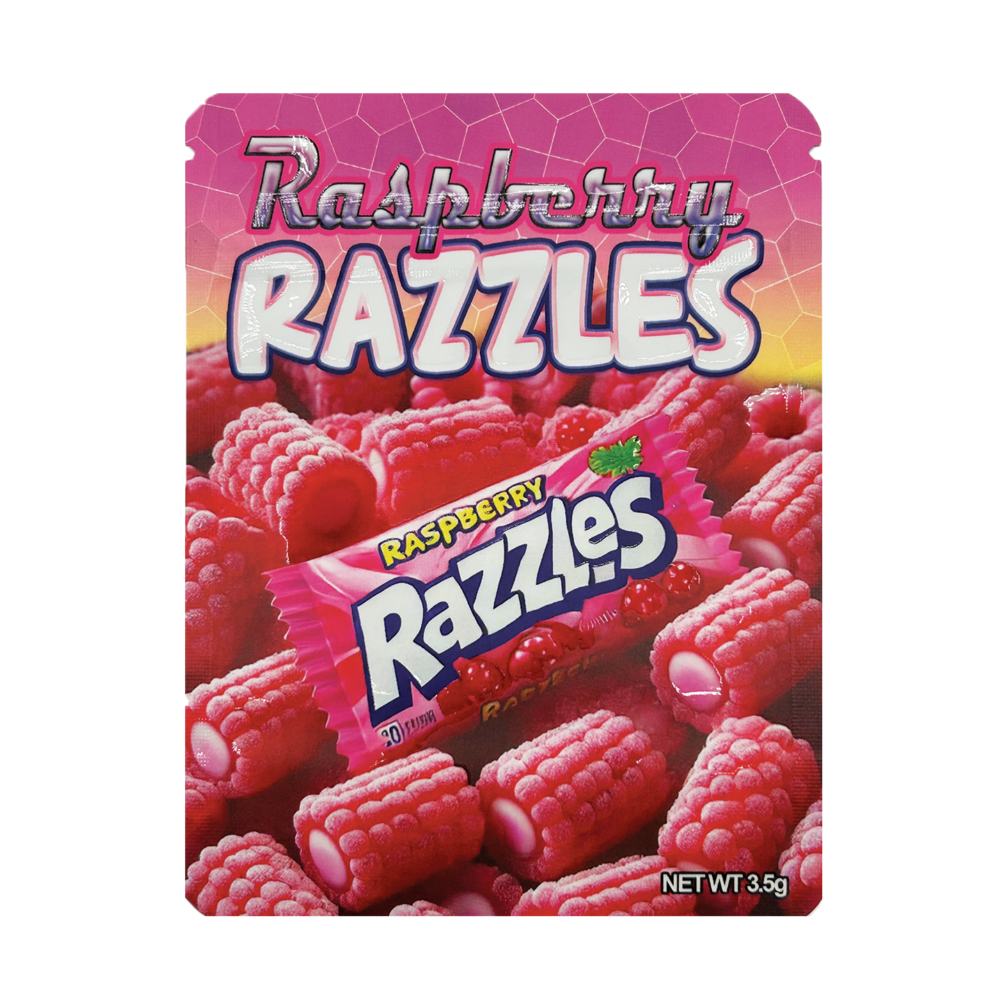 Raspberry Razzles – 3.5g Premade Mylar