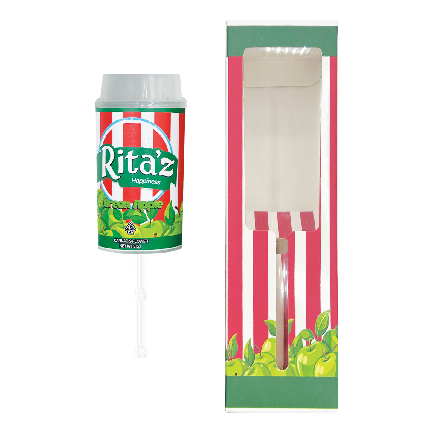 Ritas Green Apple - Premade 3.5g Push Pop & Matching Box Combo