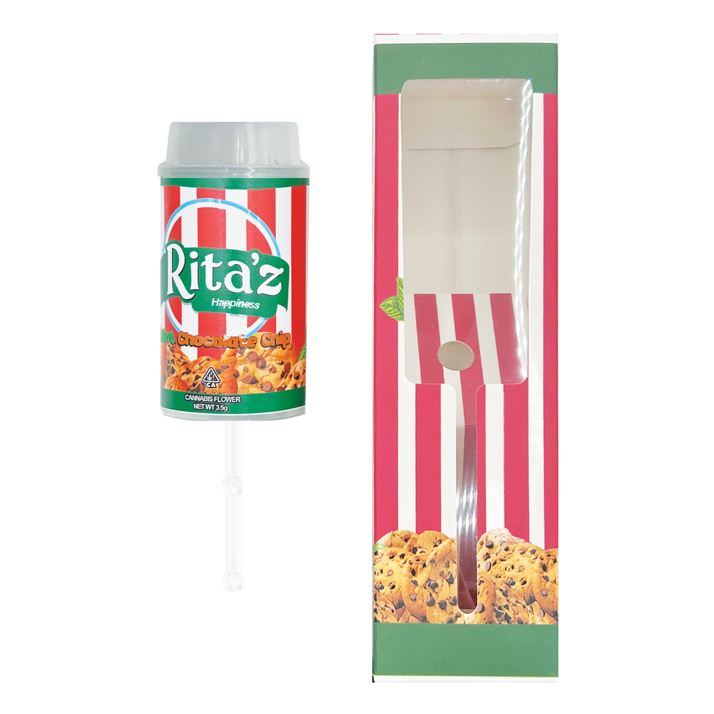Ritas Mint Chocolate Chip - Premade 3.5g Push Pop & Matching Box Combo