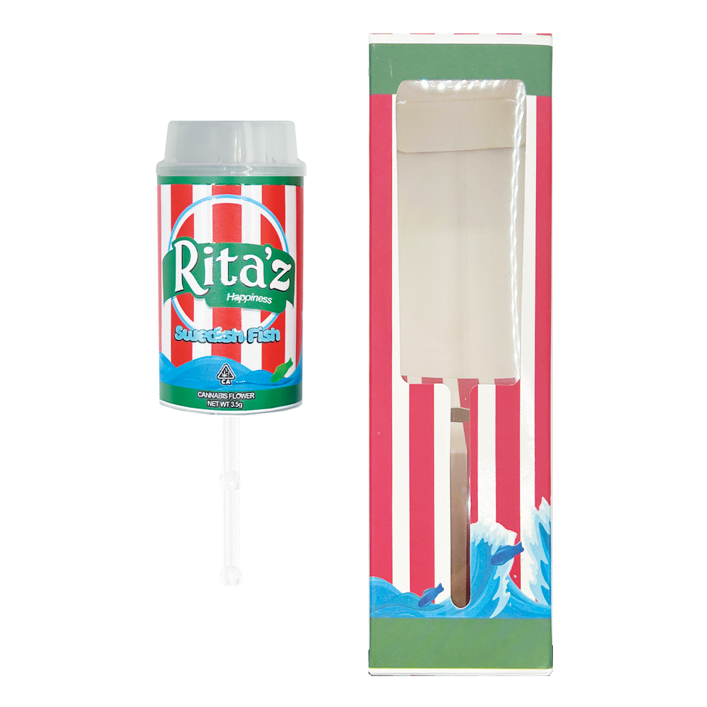 Ritas Swedish Fish - Premade 3.5g Push Pop & Matching Box Combo