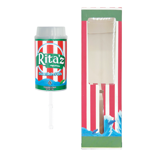 Ritas Swedish Fish - Premade 3.5g Push Pop & Matching Box Combo