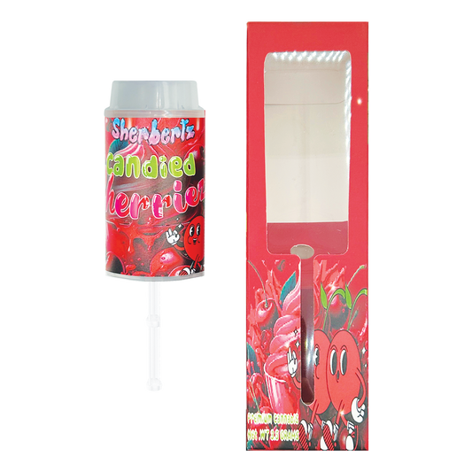 Sherbertz Candied Cherries - Premade 3.5g Push Pop & Matching Box Combo