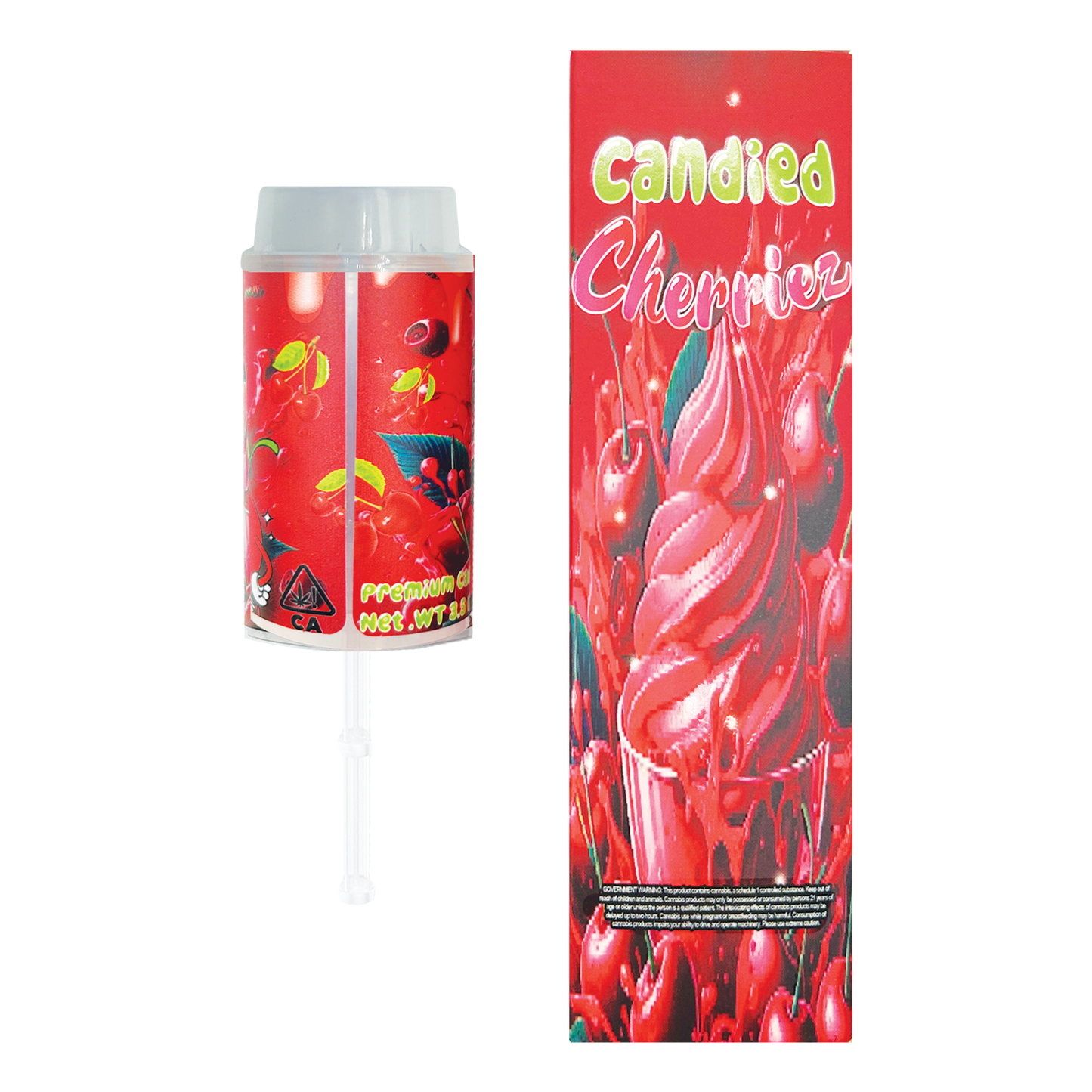 Sherbertz Candied Cherries - Premade 3.5g Push Pop & Matching Box Combo