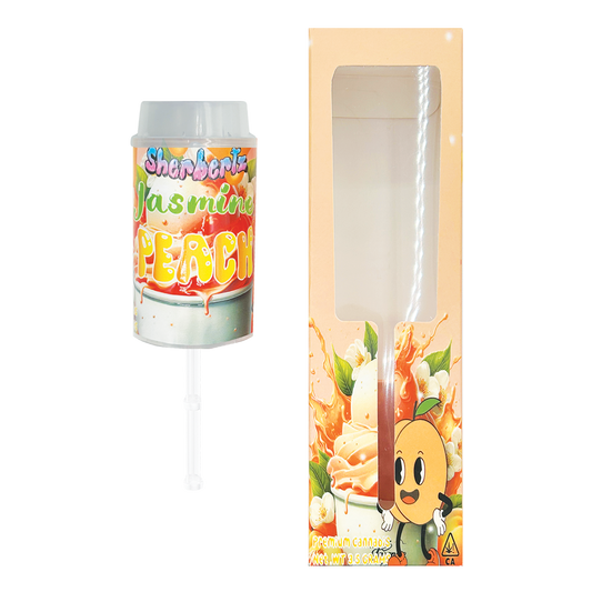 Sherbertz Jasmine Peach - Premade 3.5g Push Pop & Matching Box Combo
