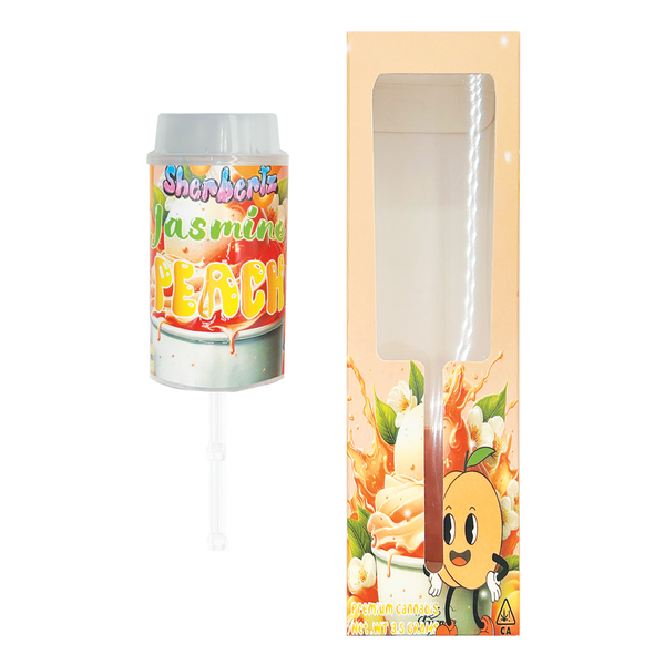 Sherbertz Jasmine Peach - Premade 3.5g Push Pop & Matching Box Combo
