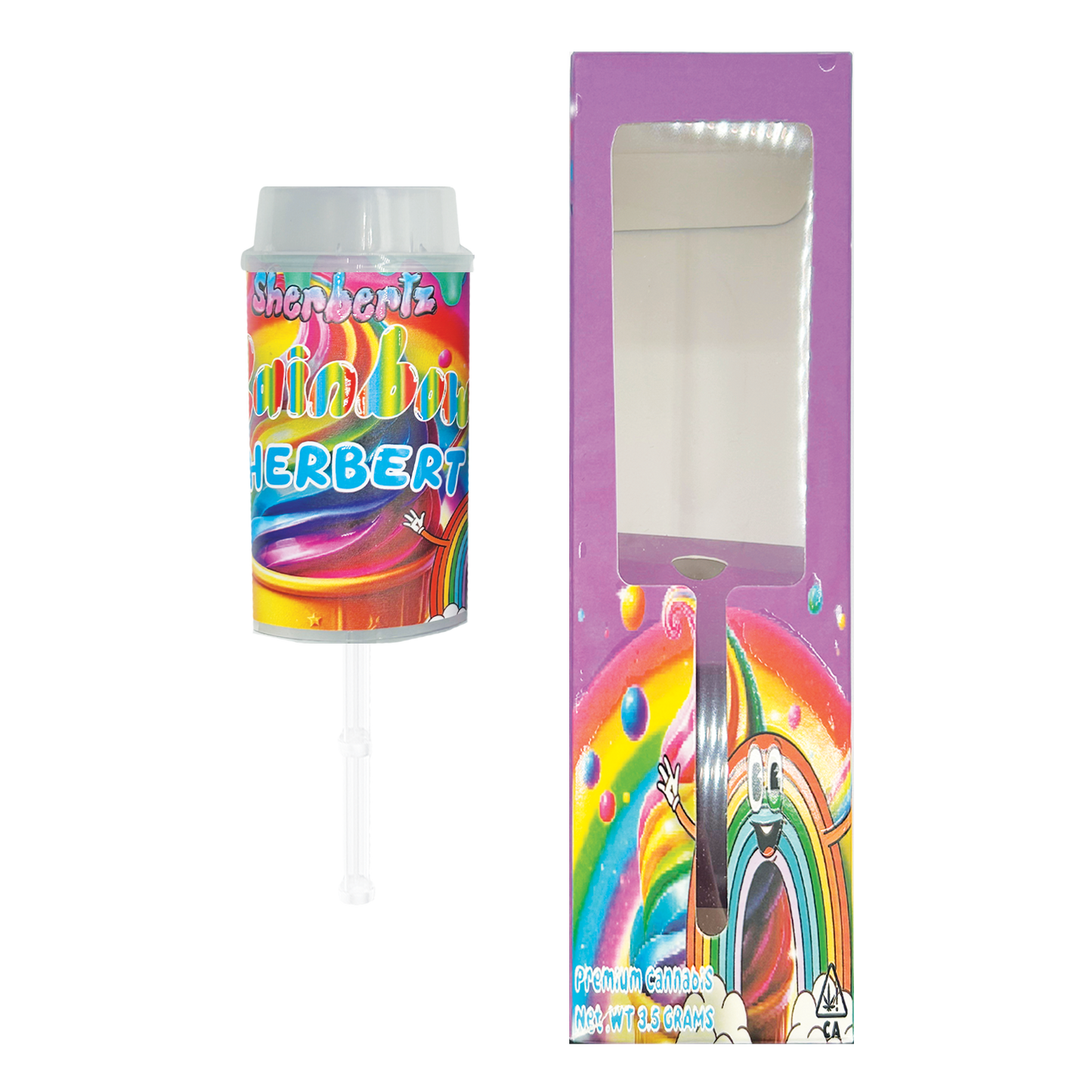 Sherbertz Rainbow Sherbert - Premade 3.5g Push Pop & Matching Box Combo