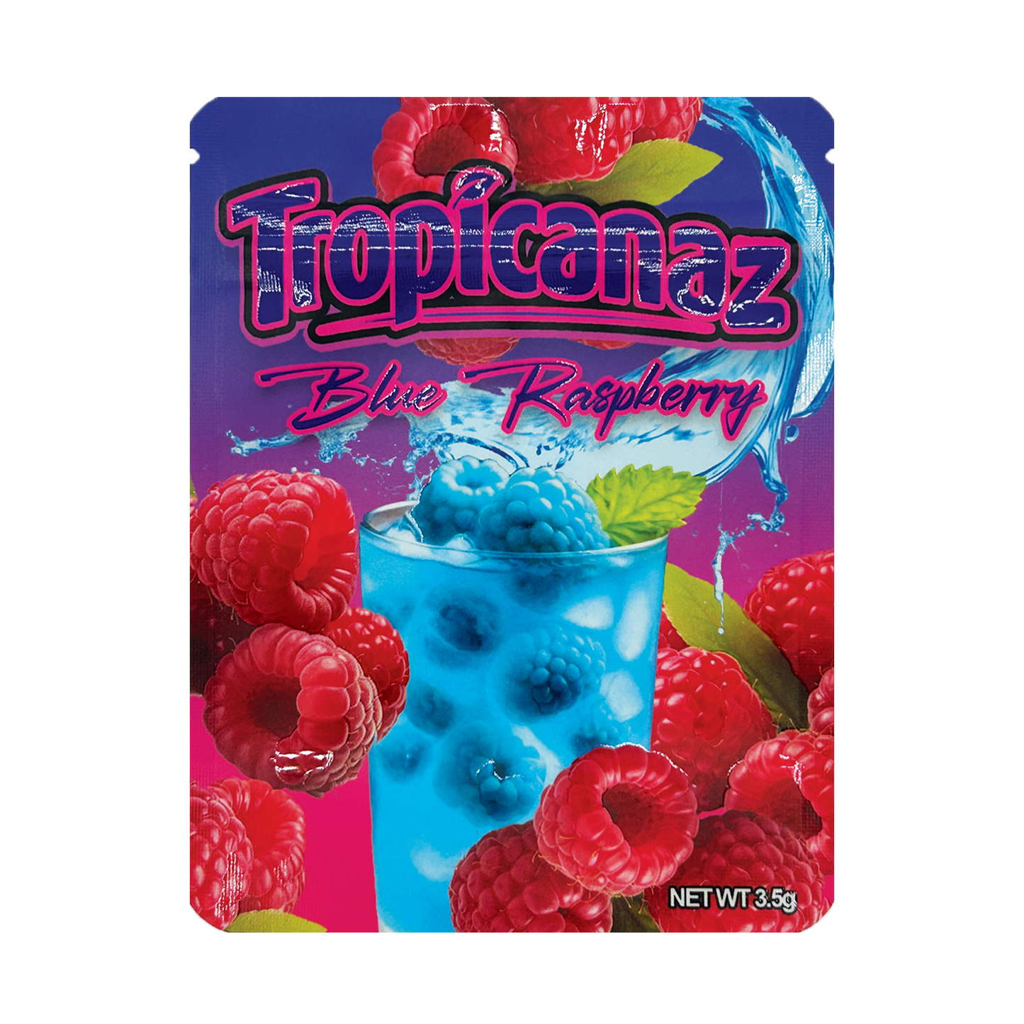 Tropicanaz Blue Raspberry – 3.5g Premade Mylar