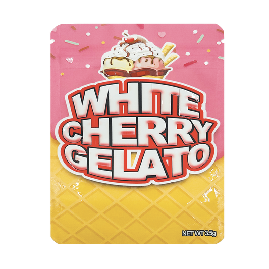 White Cherry Gelato – 3.5g Premade Mylar