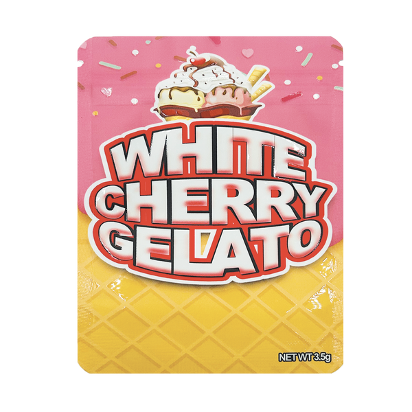 White Cherry Gelato Back – 3.5g Premade Mylar