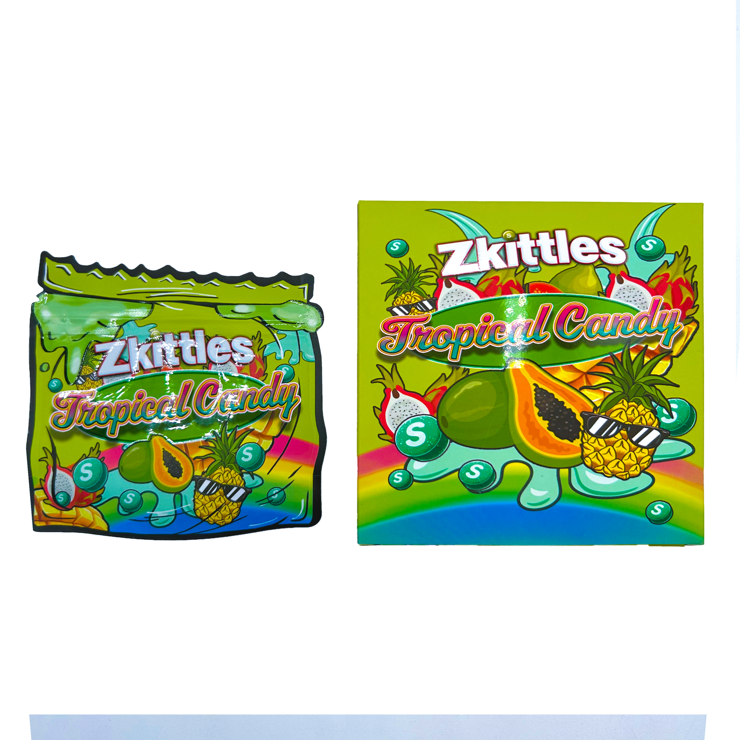 Zkittles Tropical Candy - Premade 3.5g Box & Bag Combo