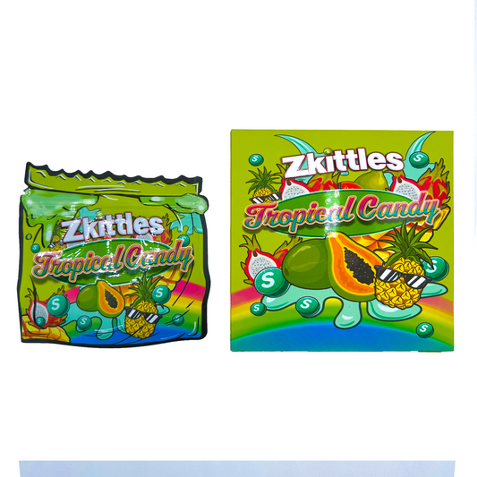 Zkittles Tropical Candy - Premade 3.5g Box & Bag Combo